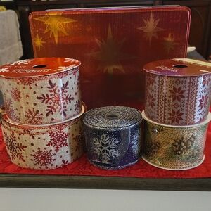 Festive Holiday Ribbon 5 Piece Set, NWT.